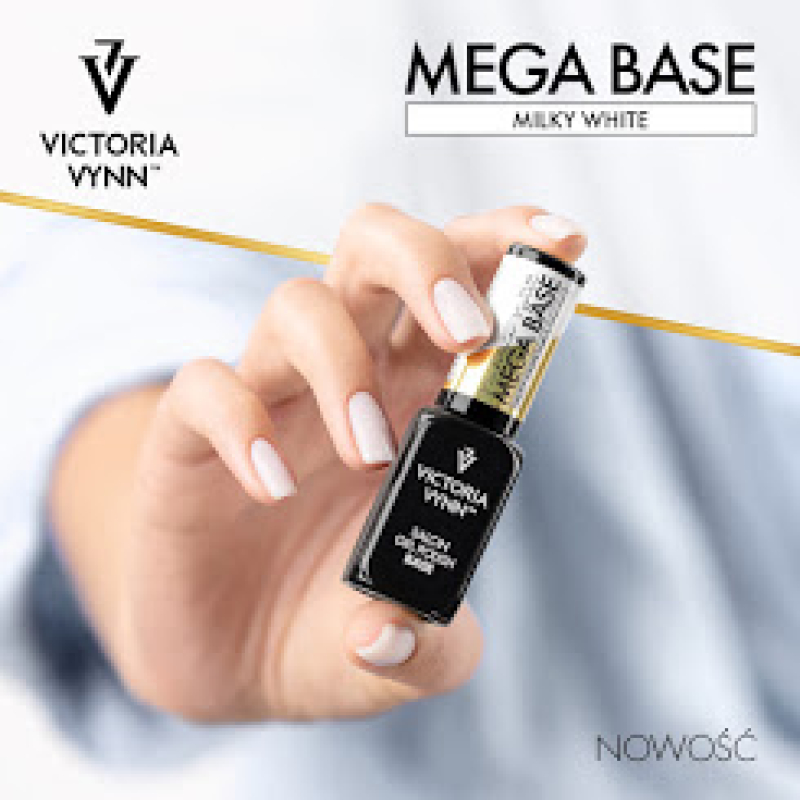 salon gel polish mega base hard & long nails milky white